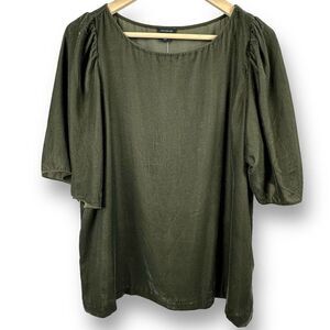 Ann Taylor Women's Size M Oversized Short Bell Sleeve Top Olive Green Solid New‎
